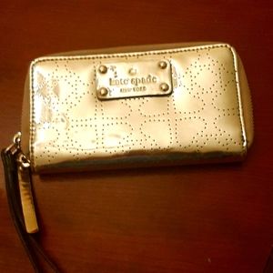 Kate Spade gold wristlet